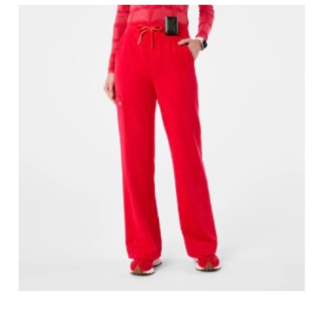 Figs Women's Vibrant Red Wide Leg Pants
